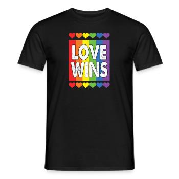 LBGT Flag Gay Pride L’amour humain gagne - T-shirt homme - noir - Devant - AI Model Male 178 light (178cm)