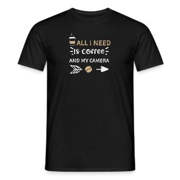 All I Need Is Coffee And My Camera - Men's T-Shirt - black - Front - AI Model Male 178 light (178cm)