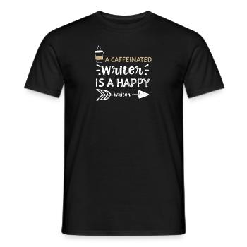 A Caffeinated Writer Is A Happy... - Männer T-Shirt - Schwarz - Vorne - AI Model Male 178 light (178cm)
