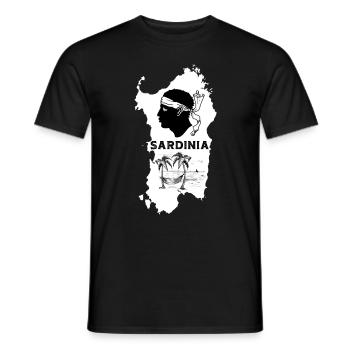 Carte de l’île de Sardaigne avec tête de pirate de palmiers - T-shirt homme - noir - Devant - AI Model Male 178 light (178cm)