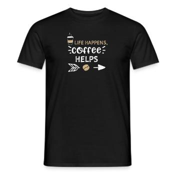 Life happens, coffee helps - Männer T-Shirt - Schwarz - Vorne - AI Model Male 178 light (178cm)