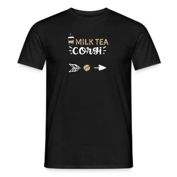 Thé au lait Corgi - Café - T-shirt homme - noir - Devant - AI Model Male 178 light (178cm)
