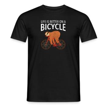 Life Is Better On A Bicycle - Lazy Sloth - Men's T-Shirt - black - Front - AI Model Male 178 light (178cm)