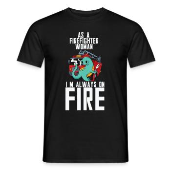 En tant que pompier, je suis toujours sur le sauveteur d’incendie F - T-shirt homme - noir - Devant - AI Model Male 178 light (178cm)