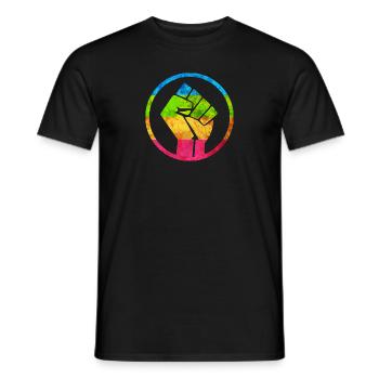 Fist Flag out Panromantic - Männer T-Shirt - Schwarz - Vorne - AI Model Male 178 light (178cm)