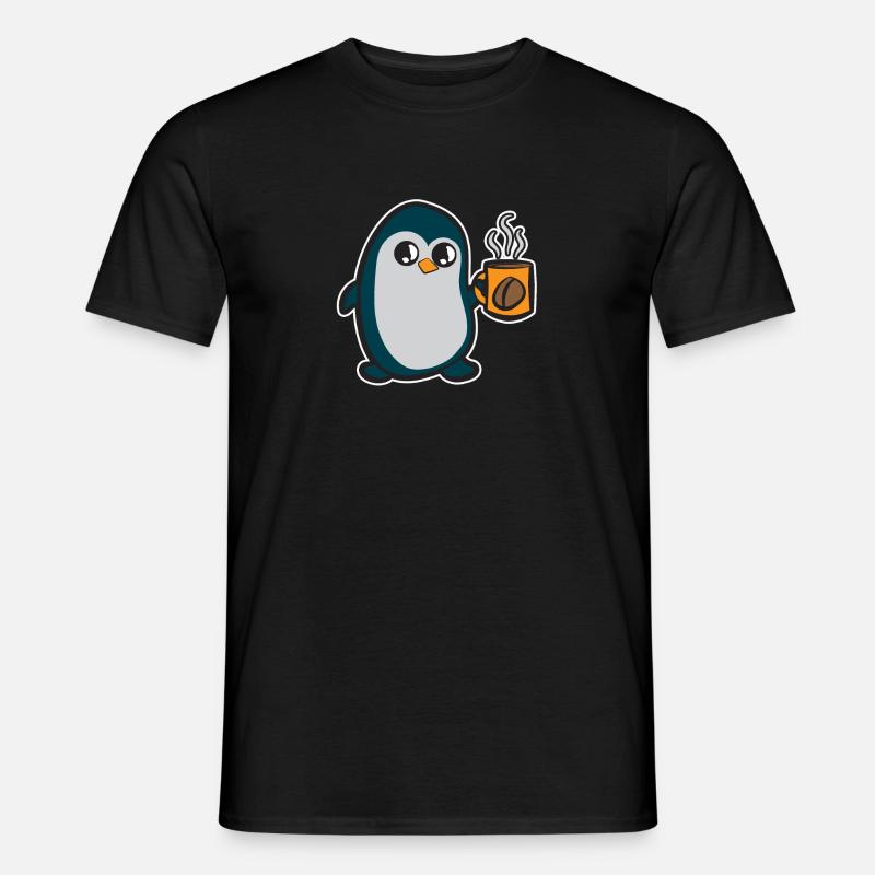 Kaffee Pinguin - Männer T-Shirt - Schwarz