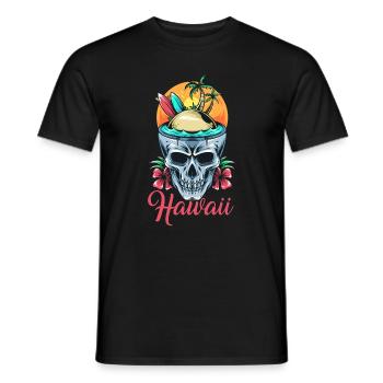 Hawaii Skull Surfing Flowers - Männer T-Shirt - Schwarz - Vorne - AI Model Male 178 light (178cm)