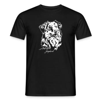 Australian Shepherd Aussie Portrait Dogs Wilsigns - Men's T-Shirt - black - Front - AI Model Male 178 light (178cm)