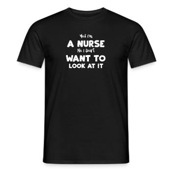 Oui je suis infirmière Non je ne veux pas... - T-shirt homme - noir - Devant - AI Model Male 178 light (178cm)