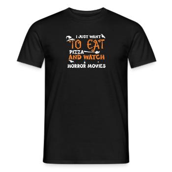 Je veux juste manger de la pizza et du wat... - T-shirt homme - noir - Devant - AI Model Male 178 light (178cm)