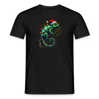 Chameleon Santa Hat Lights Christmas Cute Xmas - Men's T-Shirt - black - Front - AI Model Male 178 light (178cm)