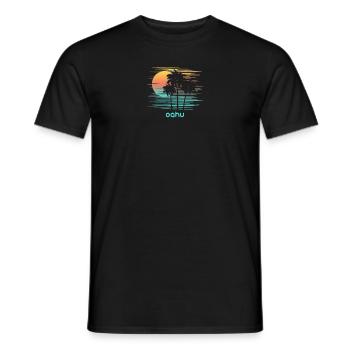 Oahu Hawaii Stylish Souvenir Vacation - Men's T-Shirt - black - Front - AI Model Male 178 light (178cm)