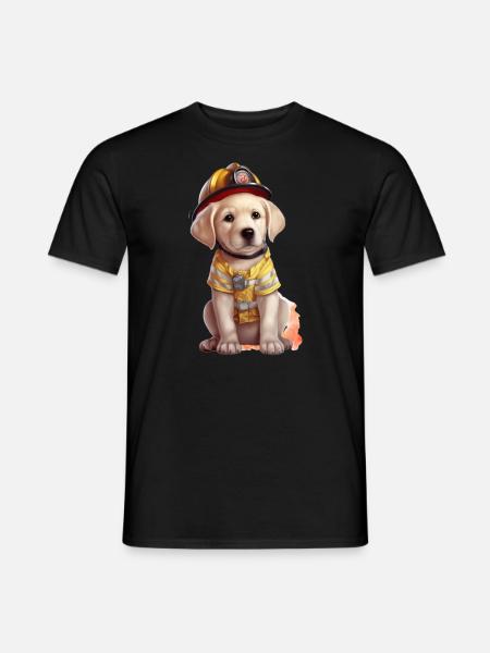 Firefighter cute labrador - Men's T-Shirt - black