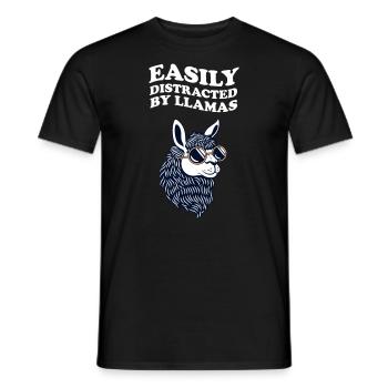 Facilement distrait par les lamas Lama Alpaga rétro - T-shirt homme - noir - Devant - AI Model Male 178 light (178cm)