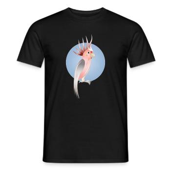 Pink cockatoo bird with delicate blue background - Men's T-Shirt - black - Front - AI Model Male 178 light (178cm)