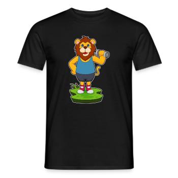 Lion Bodybuilder Dumbbell Bodybuilding - T-shirt homme - noir - Devant - AI Model Male 178 light (178cm)
