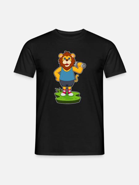 Lion Bodybuilder Dumbbell Bodybuilding - Men's T-Shirt - black
