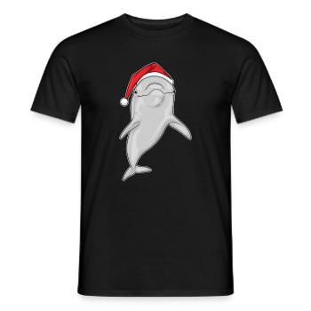 Dolphin Christmas Santa Hat - Men's T-Shirt - black - Front - AI Model Male 178 light (178cm)