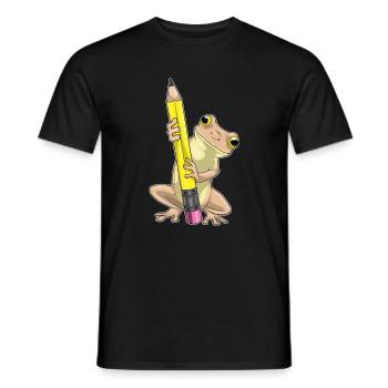 Grenouille élève crayon école - T-shirt homme - noir - Devant - AI Model Male 178 light (178cm)