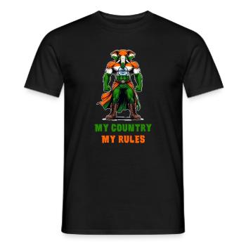 Mon pays, mes règles, l'Inde, l'éléphant - T-shirt homme - noir - Devant - AI Model Male 178 light (178cm)