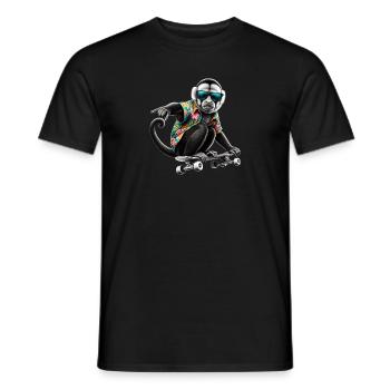 Ein cooler Affe auf einem Skateboard - Männer T-Shirt - Schwarz - Vorne - AI Model Male 178 light (178cm)