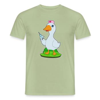 Duck Nurse Nursing Everyday Life - Men's T-Shirt - sage - Front - AI Model Male 178 light (178cm)
