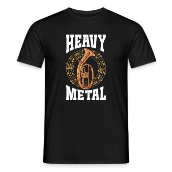 Cor ténor en métal lourd avec couronne de musique - T-shirt homme - noir - Devant - AI Model Male 178 light (178cm)