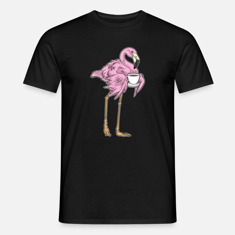 Flamingo Kaffee Tasse - Männer T-Shirt - Schwarz