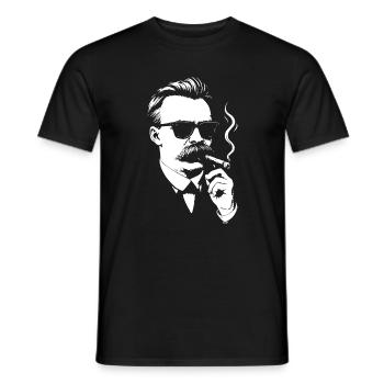 Retro Noir Friedrich Nietzsche raucht eine Zigarre - Männer T-Shirt - Schwarz - Vorne - AI Model Male 178 light (178cm)