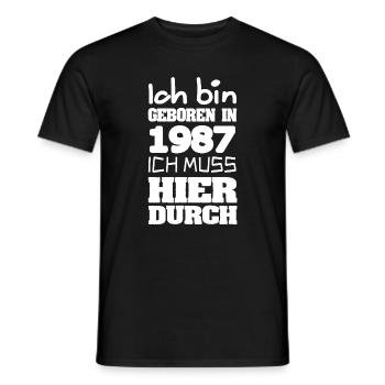 Née en 1987 avec une chemise de déclaration de frappe - T-shirt homme - noir - Devant - AI Model Male 178 light (178cm)