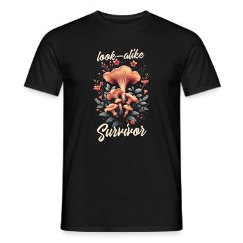 Doppelgänger Überlebt | Pilz Humor Wald - Männer T-Shirt - Schwarz - Vorne - AI Model Male 178 light (178cm)