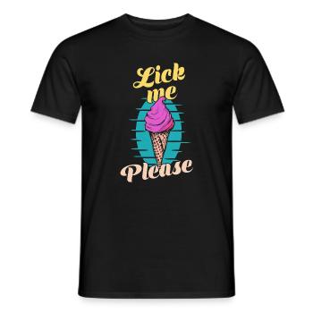 Lick Me Please Eis Cream Funny Retro Art - Men's T-Shirt - black - Front - AI Model Male 178 light (178cm)