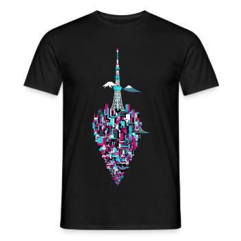 Tokyo Skyline Japan Tower - Men's T-Shirt - black - Front - AI Model Male 178 light (178cm)