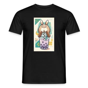 Bubble Tea Boba Drôle de Lapin mignon - T-shirt homme - noir - Devant - AI Model Male 178 light (178cm)