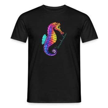 Seepferd Verschieden Divers Regenbogen Meer Bunt - Männer T-Shirt - Schwarz - Vorne - AI Model Male 178 light (178cm)