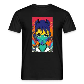 Fille démon. - T-shirt homme - noir - Devant - AI Model Male 178 light (178cm)