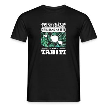 dans ma tete TAHITI - T-shirt homme - noir - Devant - AI Model Male 178 light (178cm)