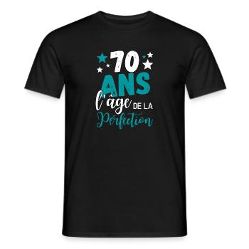 70 ans l'âge de la perfection cadeau humoristique - T-shirt homme - noir - Devant - AI Model Male 178 light (178cm)