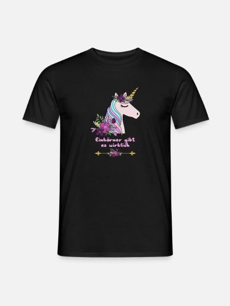 Einhörner gibt es wirklich - Männer T-Shirt - Schwarz