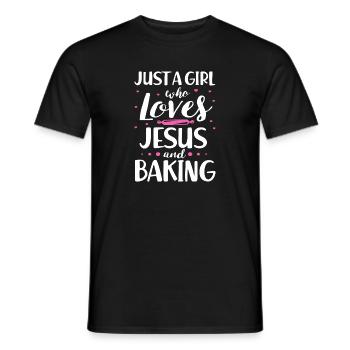 Just A Girl Who Loves Jesus And Baking - Männer T-Shirt - Schwarz - Vorne - AI Model Male 178 light (178cm)
