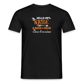 Bonjour je m’appelle Karen j’ai besoin de... - T-shirt homme - noir - Devant - AI Model Male 178 light (178cm)