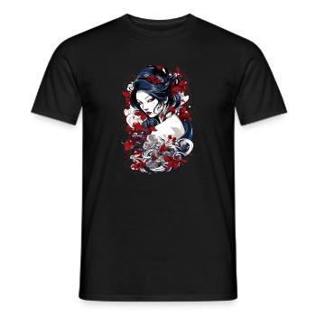 Geisha Kunst Japanische Kultur Floraler Kimono - Männer T-Shirt - Schwarz - Vorne - AI Model Male 178 light (178cm)