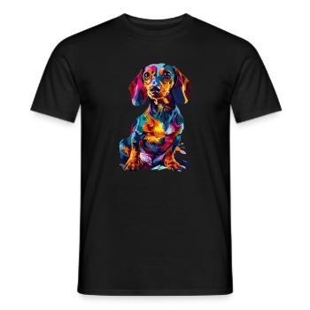 Bunte Dackel Hundekunst für Hundeliebhaber - Männer T-Shirt - Schwarz - Vorne - AI Model Male 178 light (178cm)