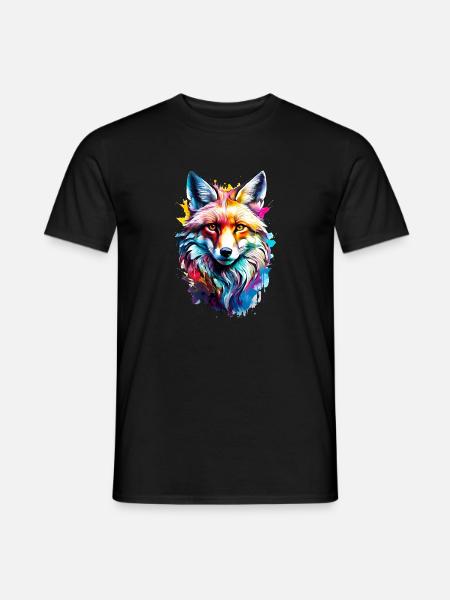 Bemalter Fuchs - Männer T-Shirt - Schwarz