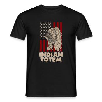Coiffe de plumes totémiques - T-shirt homme - noir - Devant - AI Model Male 178 light (178cm)