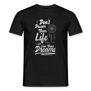 Dream Feather Motivation Peace - Men's T-Shirt - black - Front - AI Model Male 178 light (178cm)