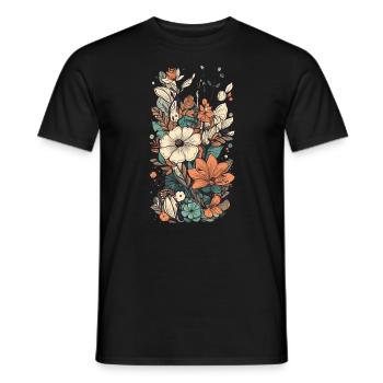 Magnifique bouquet d’herbier de fleurs bohèmes - T-shirt homme - noir - Devant - AI Model Male 178 light (178cm)