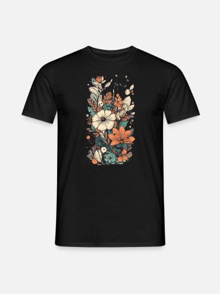 Beautiful Boho Flower Herbarium Bouquet - Men's T-Shirt - black