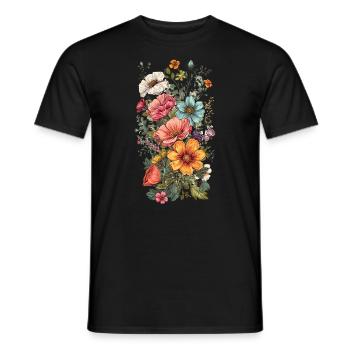 Wunderschönes Boho Blumen Herbarium Bouquet - Männer T-Shirt - Schwarz - Vorne - AI Model Male 178 light (178cm)