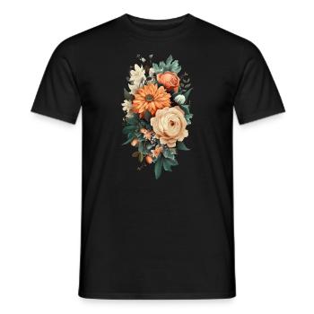 Magnifique pastel d’herbier de fleurs bohèmes - T-shirt homme - noir - Devant - AI Model Male 178 light (178cm)